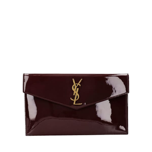 Patent Uptown Clutch Bag Burgundy