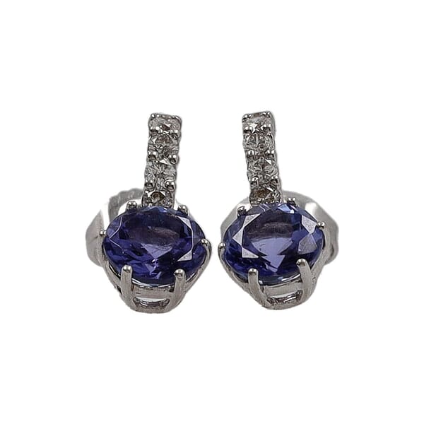 White Gold Diamond/Tanzanite Earrings