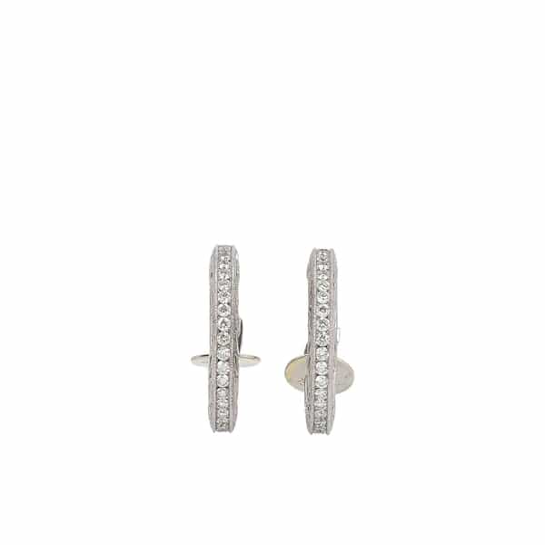 White Gold Vintage Diamond Hoop Earrings