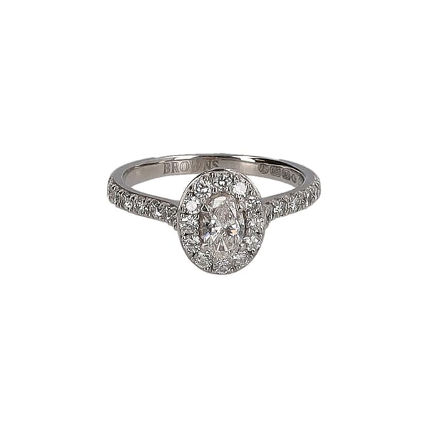 Platinum/Rose Gold Oval Halo Diamond Ring