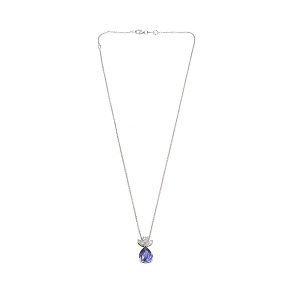 White Gold Tanzanite/Diamond Guardian Angel Pendant