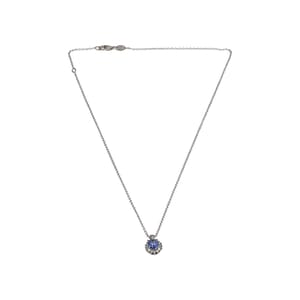 White Gold Tanzanite/Diamond Cluster Pendant