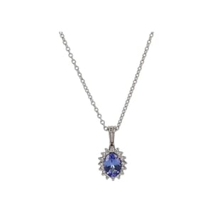 White Gold Tanzanite/Diamond Cluster Pendant, view 4