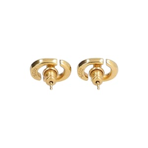 Metal CD Navy Stud Earrings Gold Tone, view 3