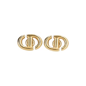 Metal CD Navy Stud Earrings Gold Tone
