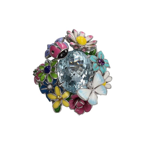 White Gold Diorette Aquamarine Ring Floral