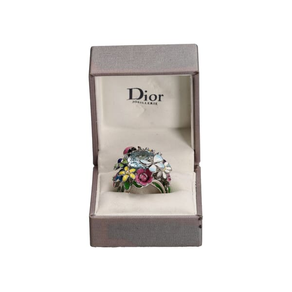 White Gold Diorette Aquamarine Ring Floral