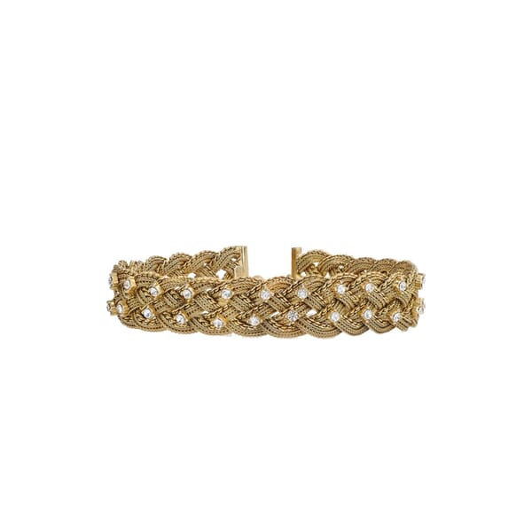 Metal 1970 Braided Crystal Choker Necklace