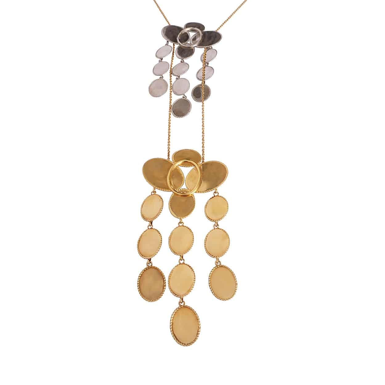 CELINE Vintage Coin Necklace Silver/Gold Tone | Luxity