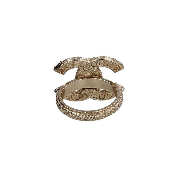 Faux Pearl CC Ring Gold Plated