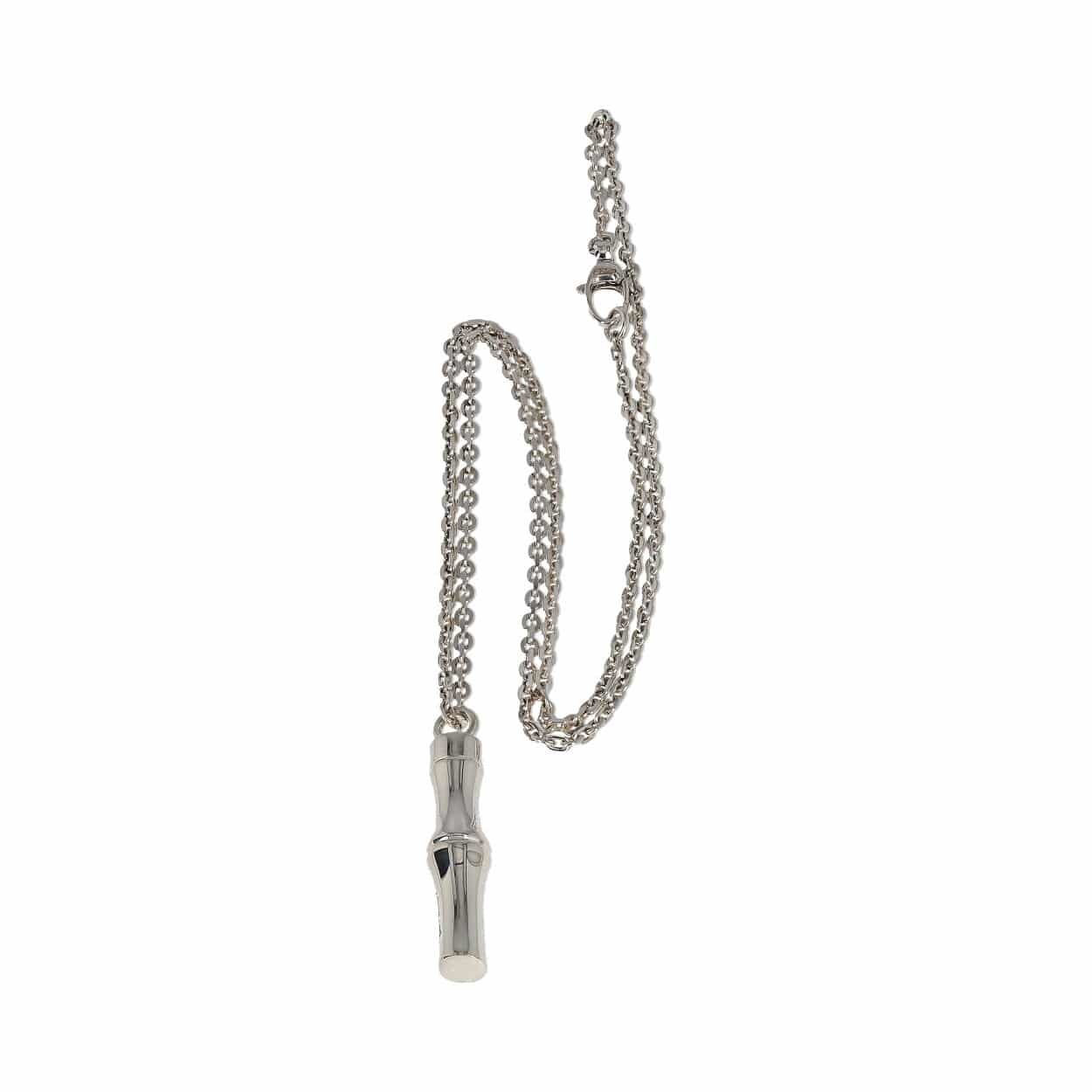 GUCCI Sterling Silver Bamboo Pendant Necklace | Luxity
