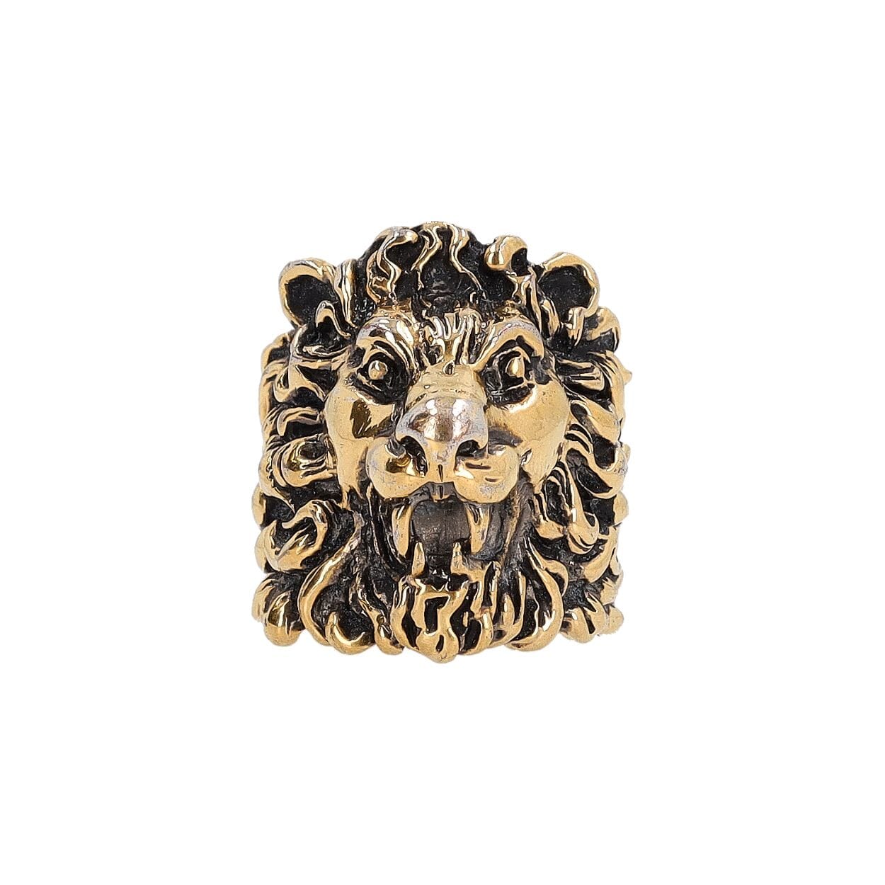 GUCCI Lion Head Ring Gold Tone | Luxity