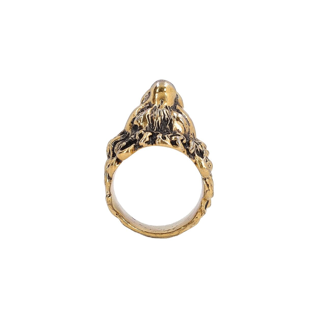 GUCCI Lion Head Ring Gold Tone | Luxity