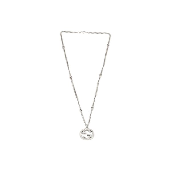 Sterling Silver Interlocking GG Pendant Necklace