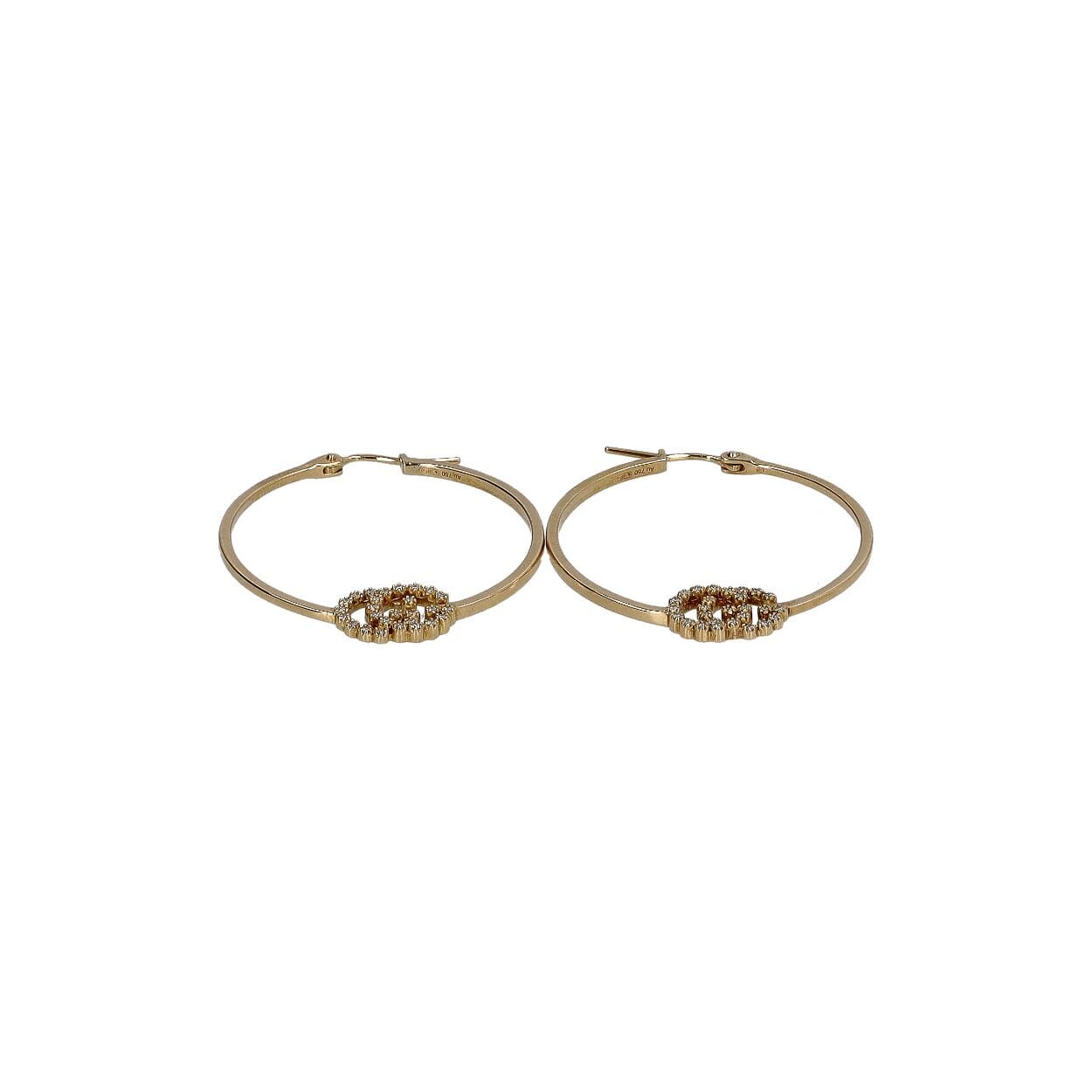 Gold/Diamond GG Running Hoop Earrings