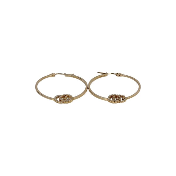Gold/Diamond GG Running Hoop Earrings