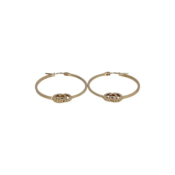 Gold/Diamond GG Running Hoop Earrings