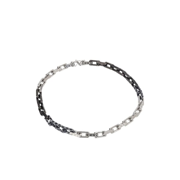 Monogram Chain Necklace Silver Tone/Black