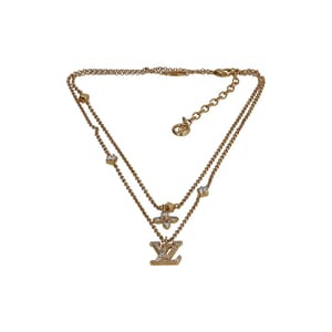 Metal/Crystal Lady LV Necklace Gold Tone