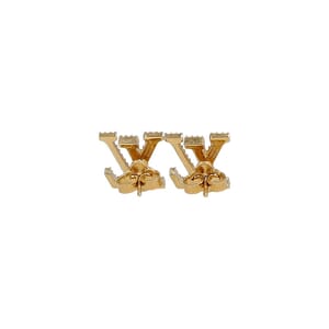 Metal/Crystal LV Iconic Earrings Gold Tone, view 2