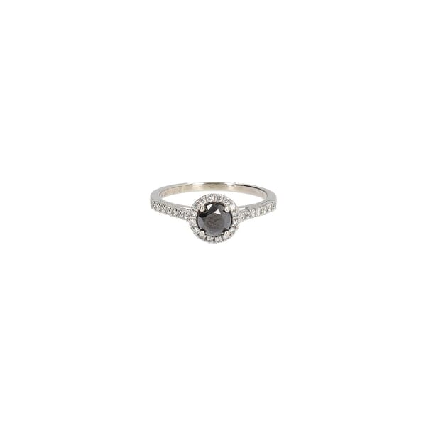 White Gold Black Diamond Halo Engagement Ring