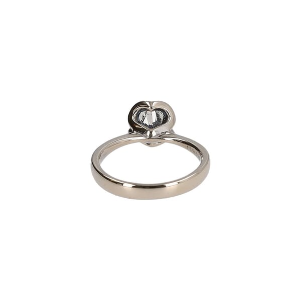 White Gold Cushion Cut Diamond 2Hearts Ring