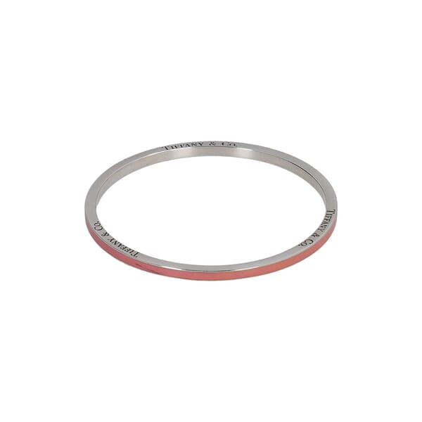 Sterling Silver/Enamel Strip Large Bangle Pink