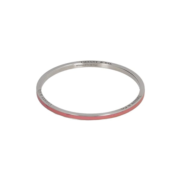 Sterling Silver/Enamel Strip Large Bangle Pink