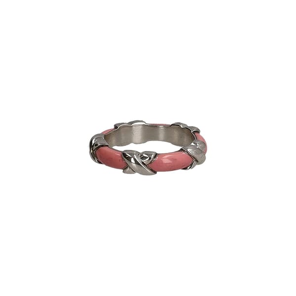 Sterling Silver/Enamel X Ring Pink