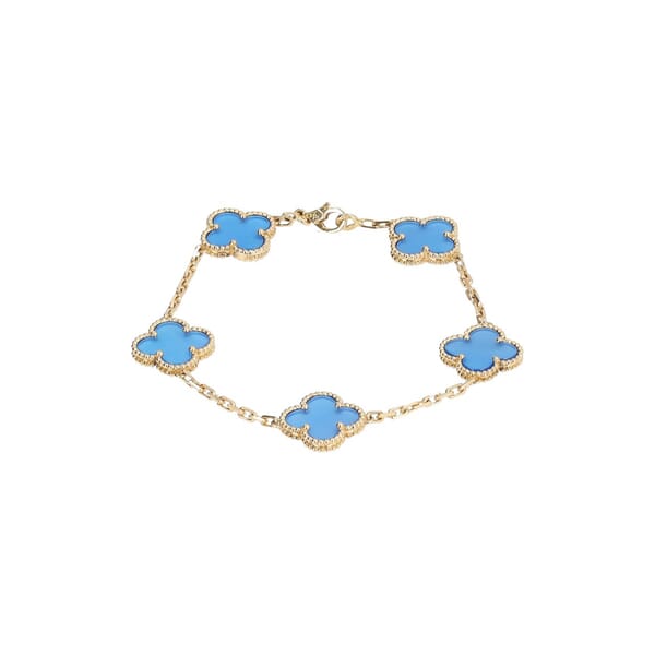 Gold/Lapis Lazuli Vintage Alhambra 5 Motifs Bracelet