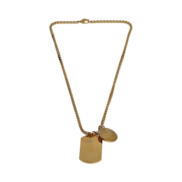 Gold Tone Metal Medusa Dog Tag Necklace