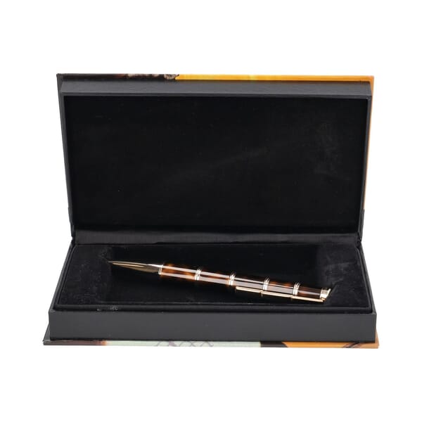 Marbled Lacquer/Gold Plated Miguel De Cervantes Ballpoint Pen
