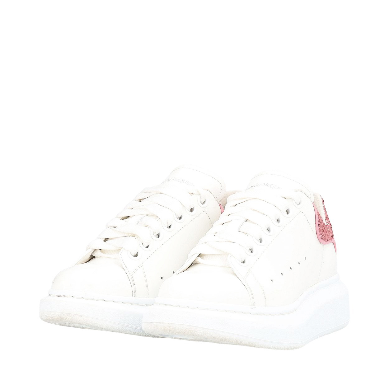 ALEXANDER MCQUEEN Leather/Glitter Oversized Sneakers White | Luxity