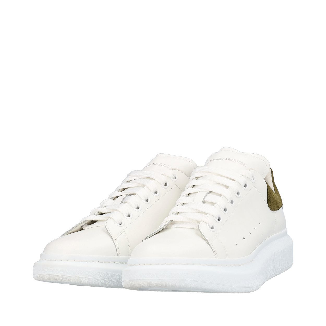 スニーカー Alexander Mcqueen Leather Sneaker ALEXANDER MCQUEEN Leather Oversized Sneakers White/Olive