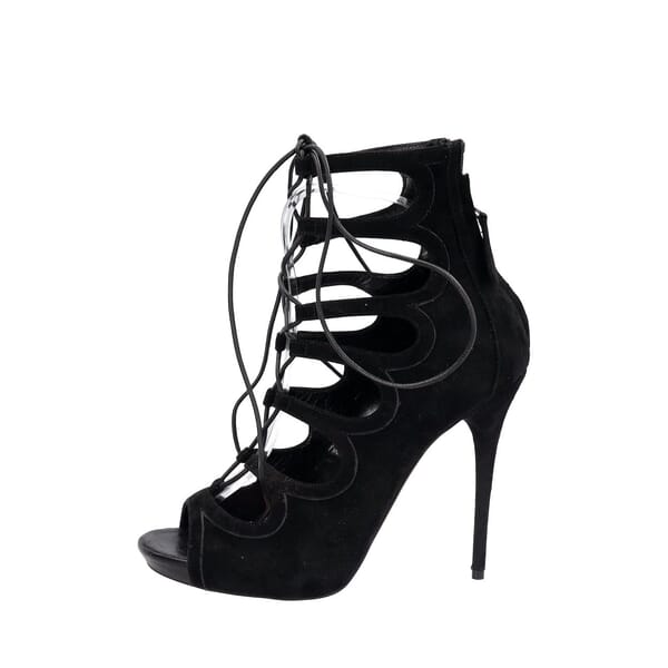 Suede Cuba Lace Up Sandals Black