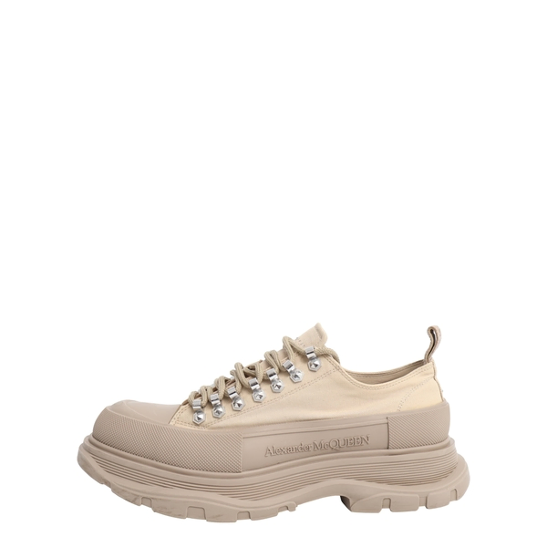 Canvas Tread Slick Lace Up Sneakers Beige