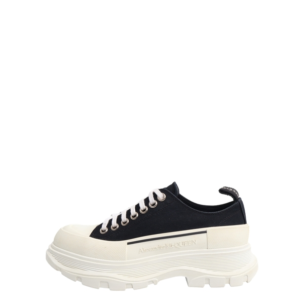 Leather Tread Slick Lace Up Sneakers Black/White
