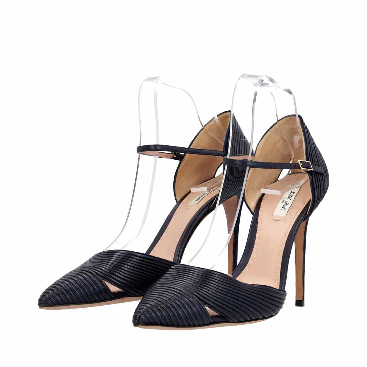 GIORGIO ARMANI Leather D'Orsay Pumps Navy | Luxity GIORGIO ARMANI Leather D'Orsay Pumps Navy | Luxity
