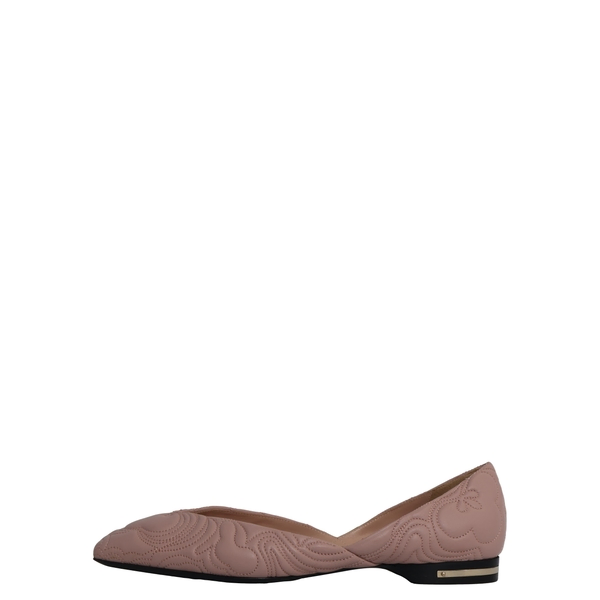 Quilted Leather Flats Blush