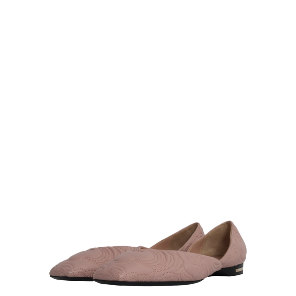 Quilted Leather Flats Blush