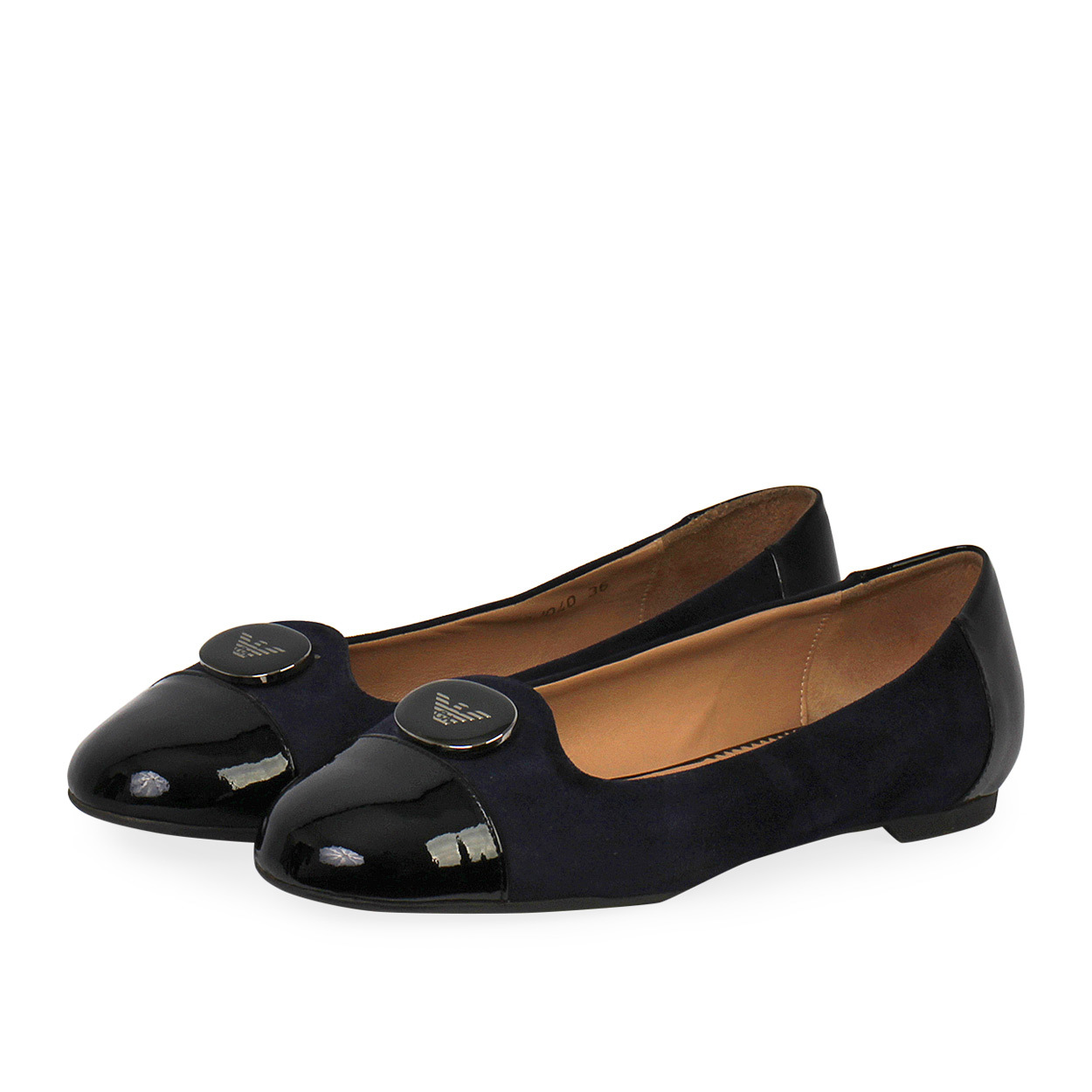Patent Leather and Suede Ballet Flats Black/Navy