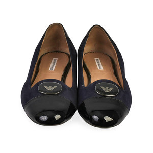 Patent Leather and Suede Ballet Flats Black/Navy, view 3