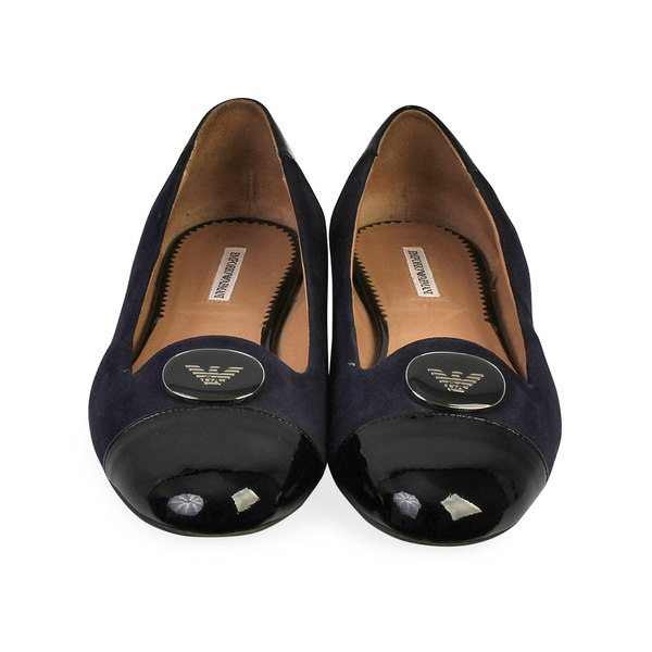Patent Leather and Suede Ballet Flats Black/Navy