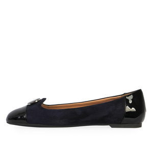 Patent Leather and Suede Ballet Flats Black/Navy, view 2
