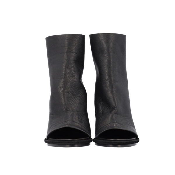 Leather Glove Open Toe Ankle Boots Black