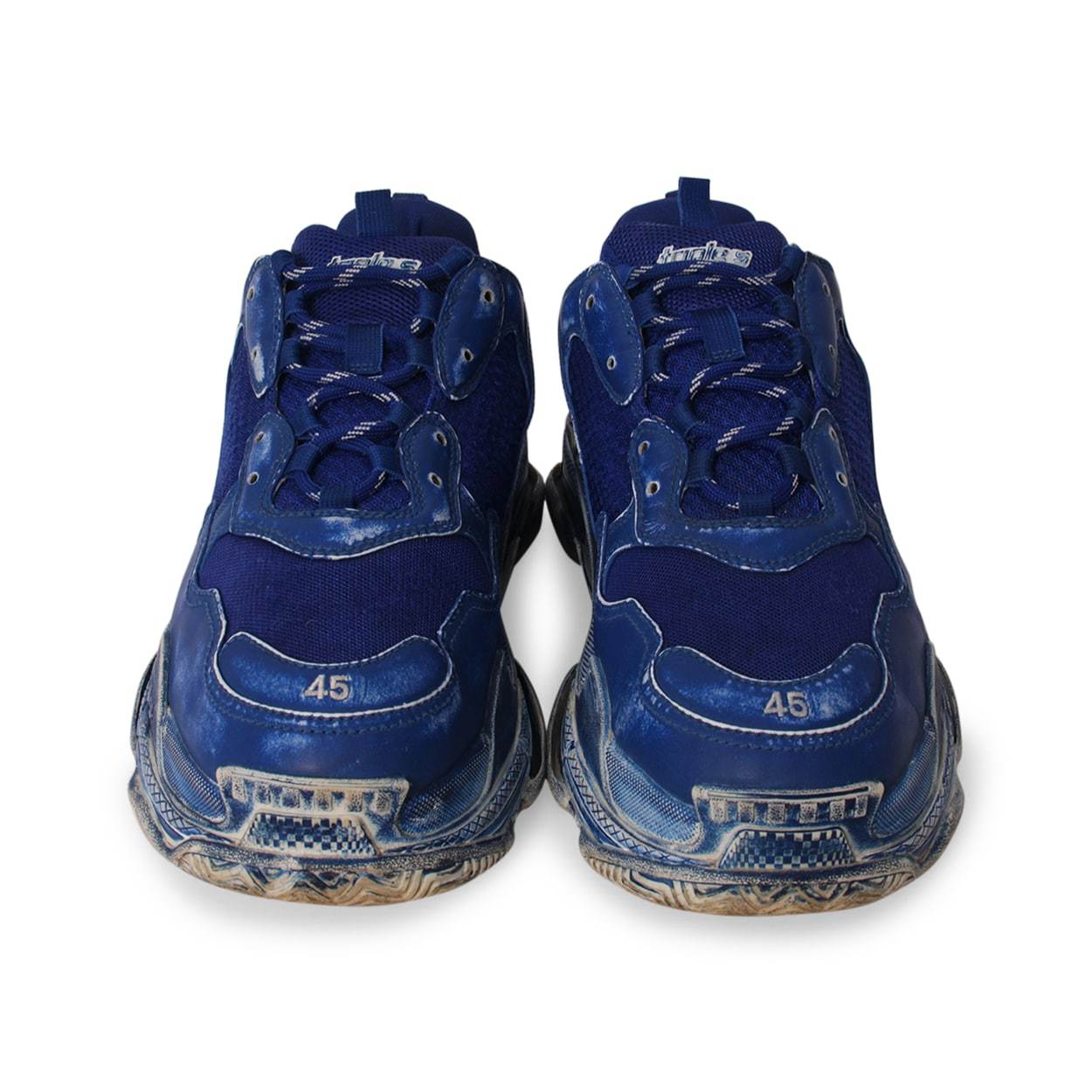BALENCIAGA Mix Material Triple S Sneakers Blue | Luxity