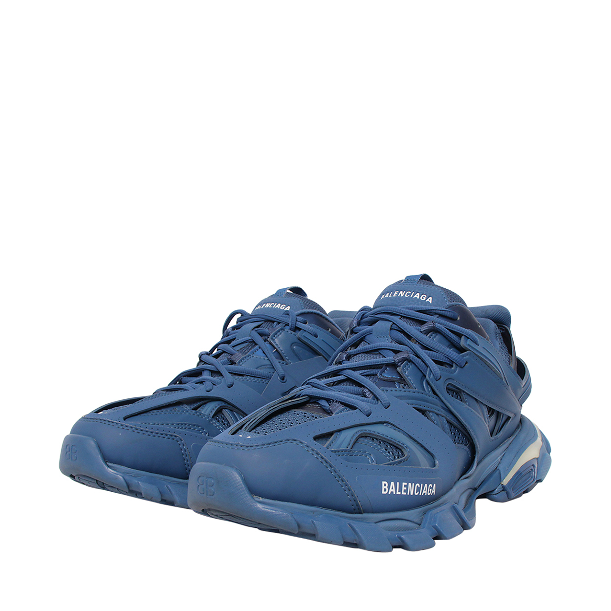BALENCIAGA Mixed Material Led Track Sneakers Blue | Luxity