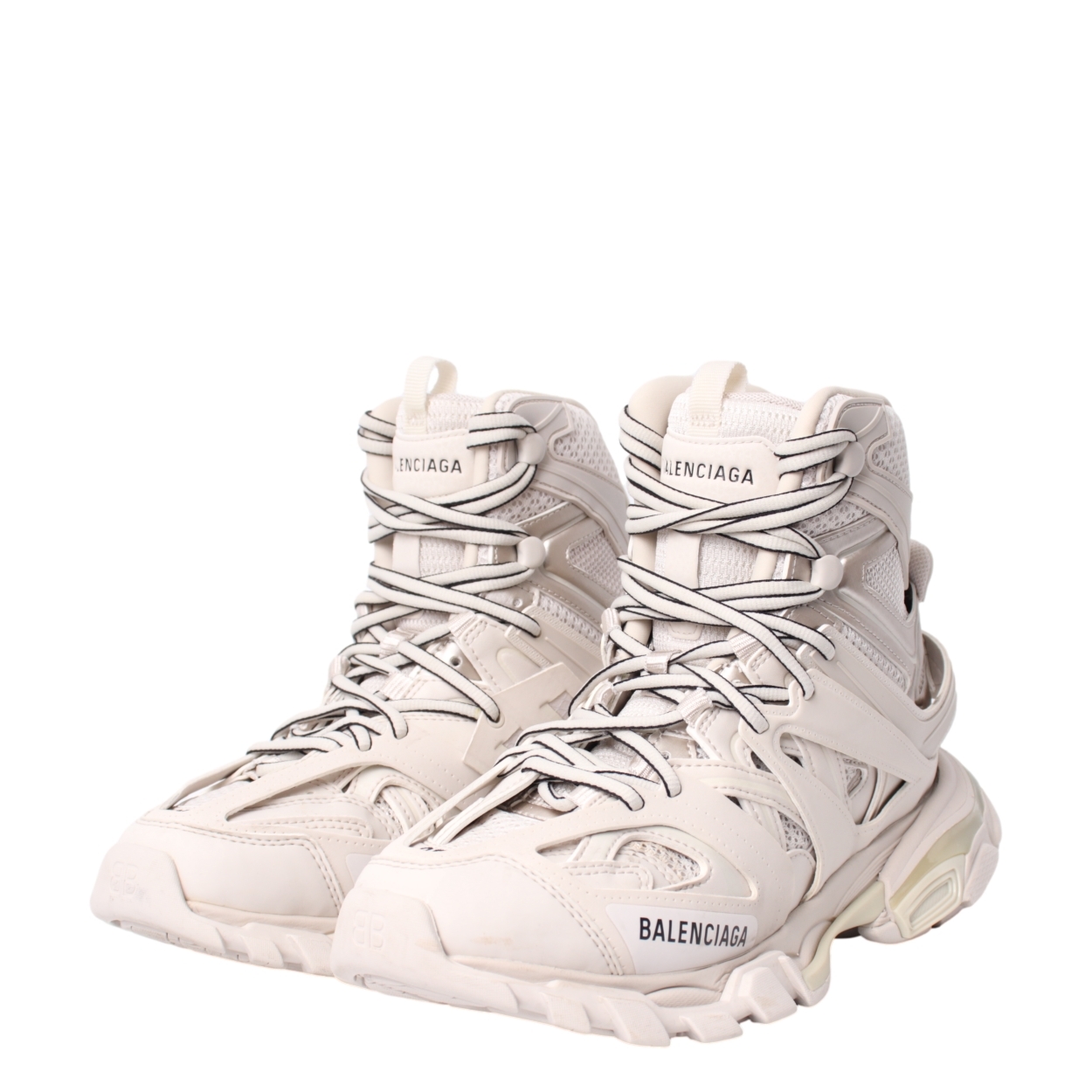 BALENCIAGA Mixed Material Track Hike Sneakers White | Luxity