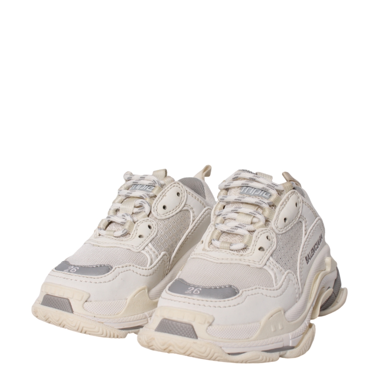 BALENCIAGA Mixed Material Kid's Triple Sneakers White | Luxity