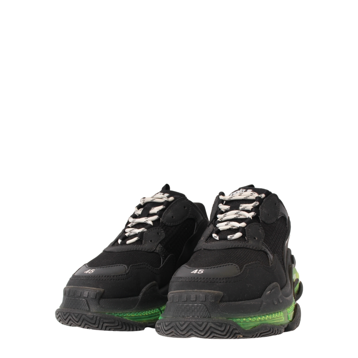 BALENCIAGA Mixed Material Triple S Sneakers Black/Green | Luxity